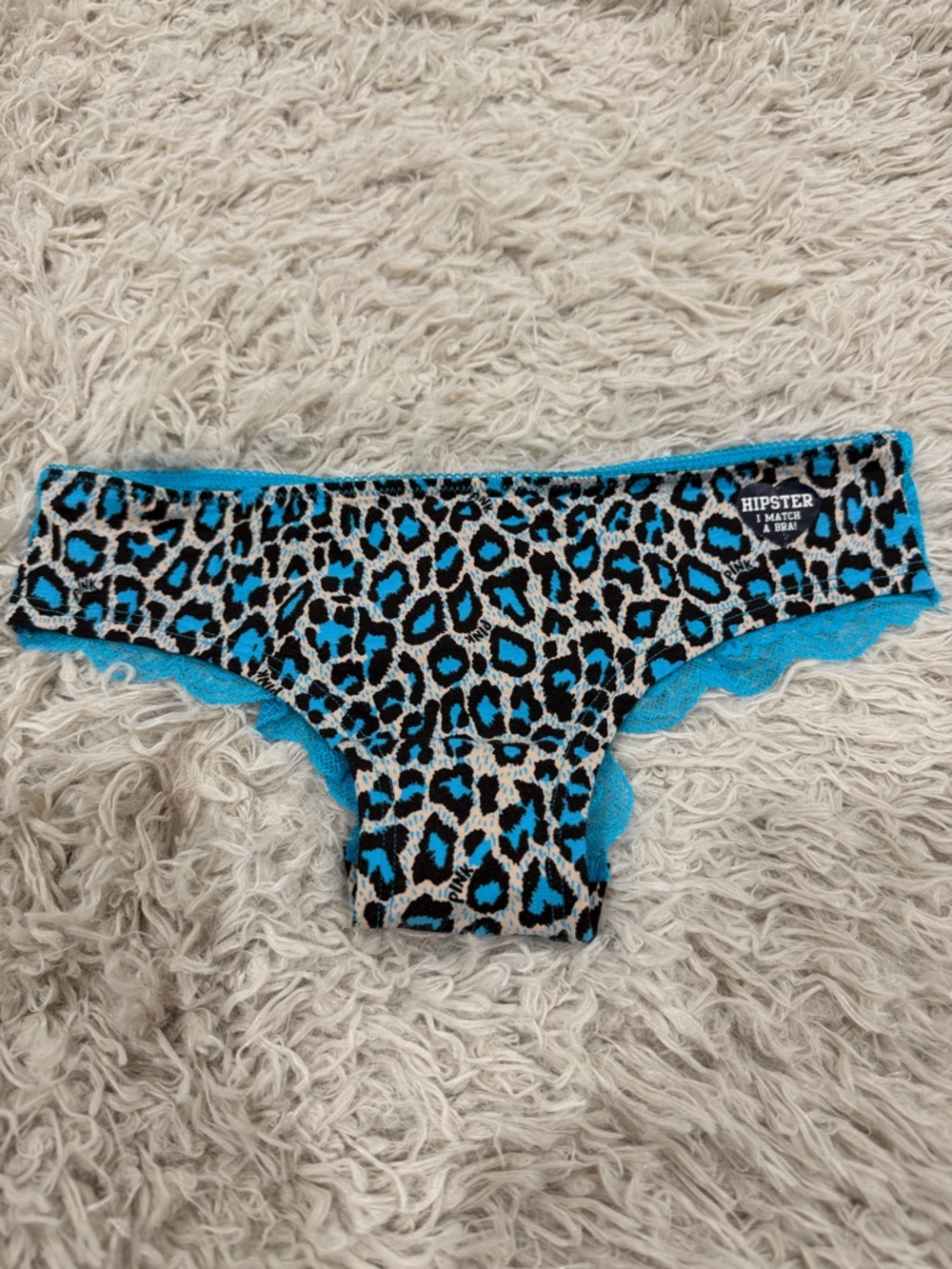 NWT VTG Rare Y2K Victoria's Secret PINK Blue Lace Back Low Rise Hipster X-Small
